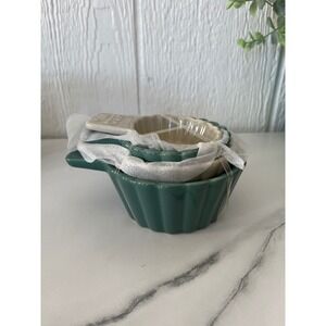 Ashland Fall Ceramic measuring Cups Set of 4 Green Fluted Scalloped Edge